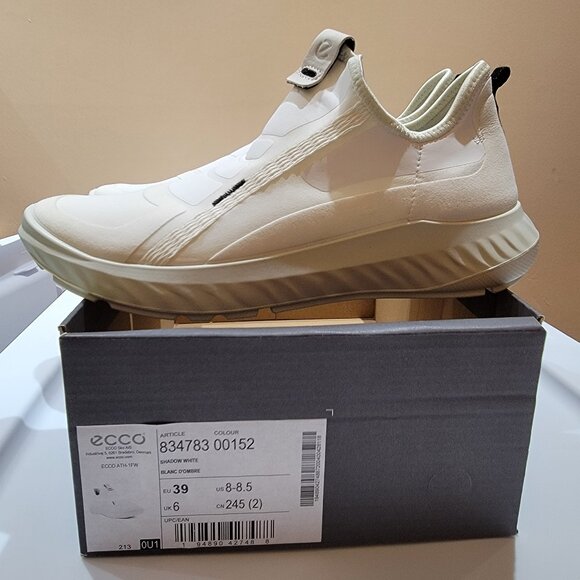 ECCO ATH-1FW Alpha Slip-On Sneaker, SHADOW WHITE TEXTILE, Size 8-8.5US /39EU,NIB - Picture 2 of 16